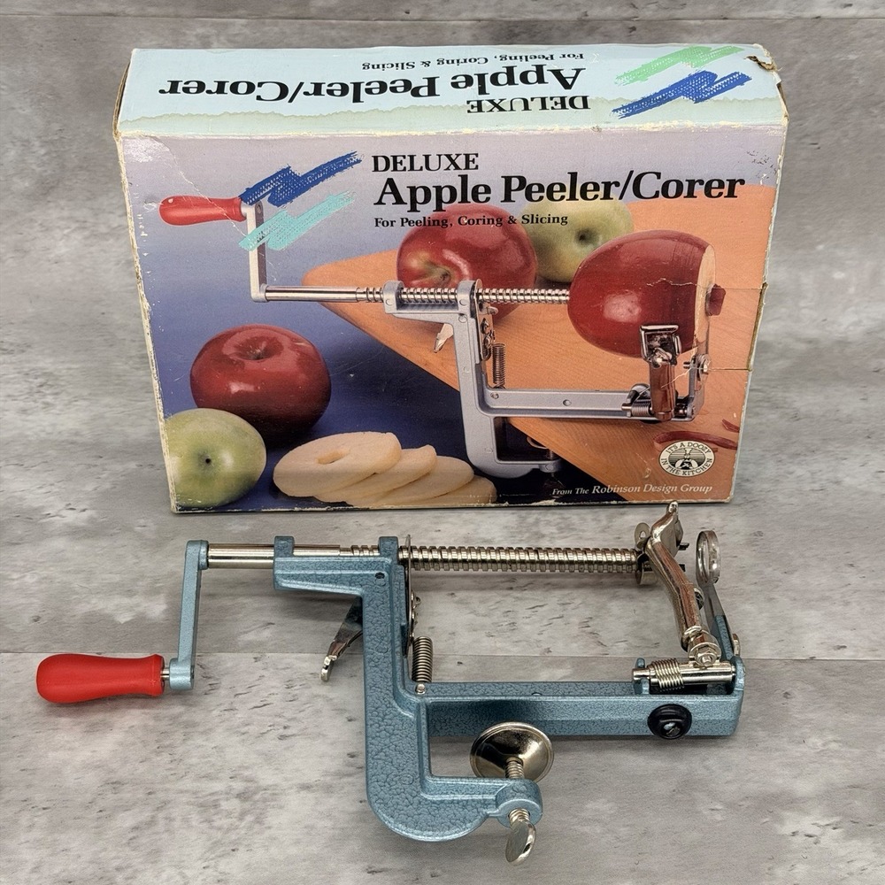 Vintage Deluxe Apple Peeler Corer Slicer #8703 Original Box 1990 Complete